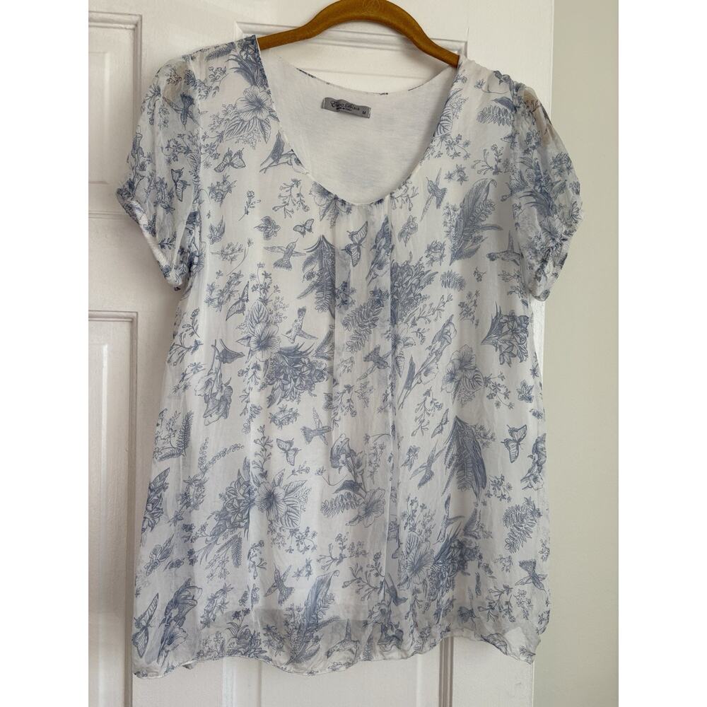 Elena Baldi 100% Silk Top Made in Italy Summer Travel Boho Shabby Chic | M